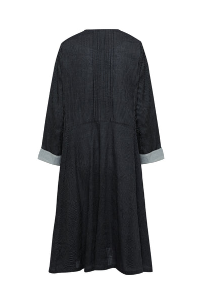 Black Pinstripe Twirling Dress