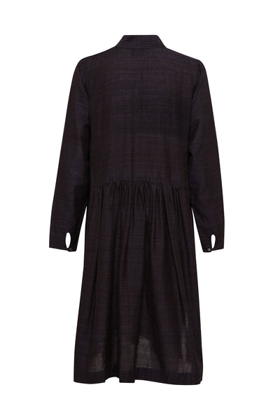 Black Indigo Silk Smock Dress
