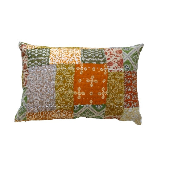 Grasshopper patchwork cushion