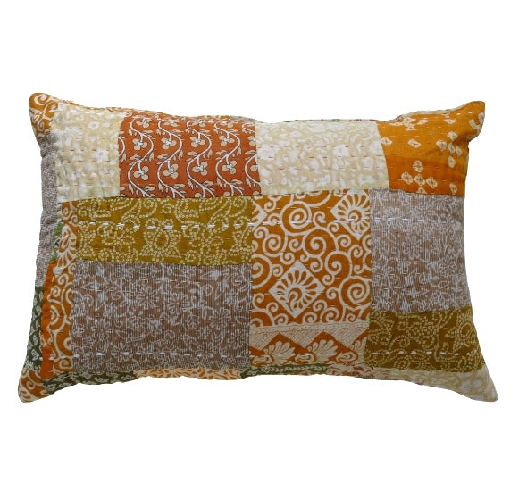 Grasshopper patchwork cushion