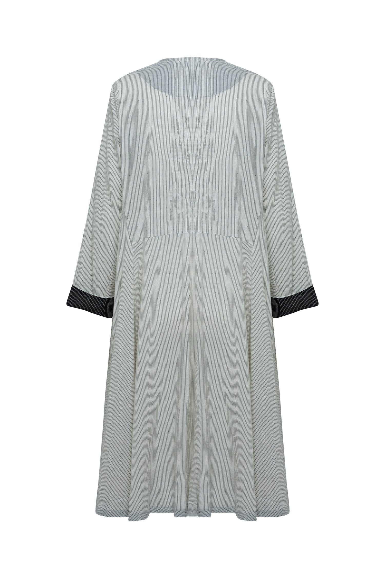 White Pinstripe Twirling Dress