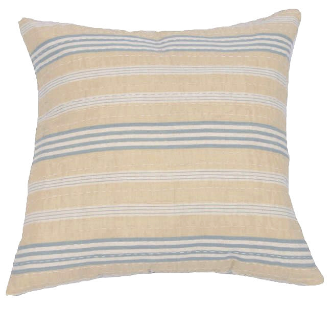 Blue and Tan Ticking Cushion (1)
